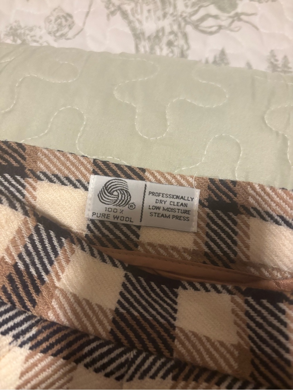 JH Collectibles sz 14 Vintage 80’s Ivory Camel Black plaid wool skirt academia - Picture 4 of 12